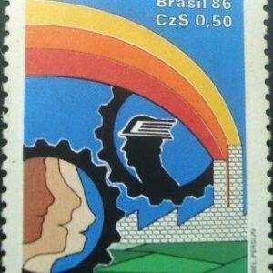 Selo postal do Brasil 1986 Dia do Trabalho