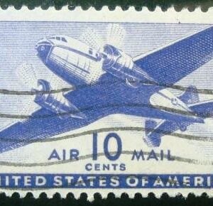 Selo postal d‎os Estadoos Unidos The Twin-Motored Transport Planeos