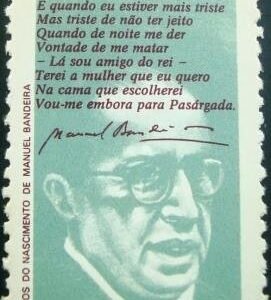 Selo postal do Brasil de 1986 Manuel Bandeira N
