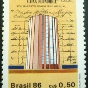 Selo postal do Brasil de 1986 Caixa Econômica