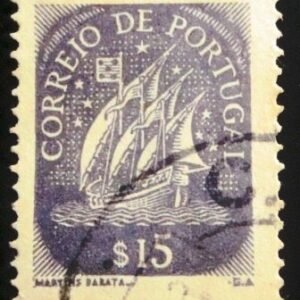 Selo postal de Portugal de 1943 Caravel $15 - 648