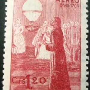 Selo postal do Brasil de 1944 Bartholomeu de Gusmão