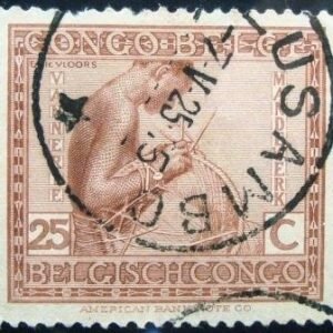 Selo postal do Congo Belga de 1923 Basketmaking U