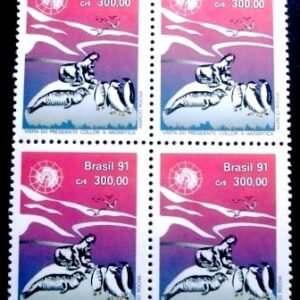 Quadra de selos postais do Brasil de 1991 Collor na Antártica