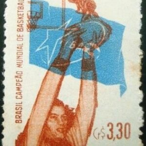 Selo postal aéreo do Brasil de 1959 Brasil Campeão Mundial de Basketball - A 87 N