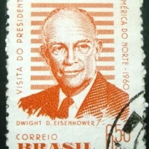 Selo postal do Brasil de 1960 Presidente Eisenhower - A 91 NCC