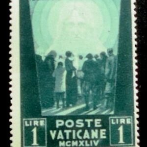 Selo postal do Vaticano de 1945 Crowd of people facing the Redeemer