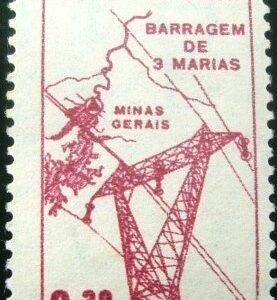 Selo postal do Brasil de 1961 Barragem Três Marias