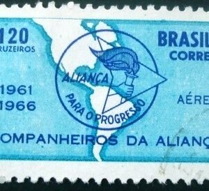 Selo postal do Brasil de 1966 Aliança para o Progresso - A 106 U