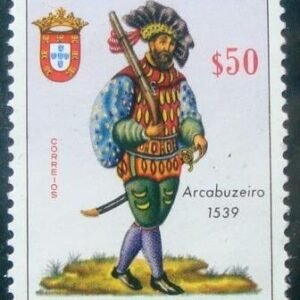 Selo postal da Angola de 1966 Harquebusier