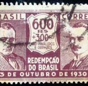 Selo postal do Brasil de 1931 Getúliio Vargas e João Pessoa 600+300 U