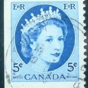 Selo postal do Canadá de 1954 Queen Elizabeth II 5c Flu