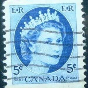 Selo postal do Canadá de 1954 Queen Elizabeth II 5c