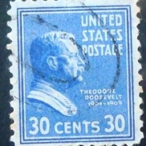 Imagem similar à do selo postal dos Estados Unidos de 1938 Theodore Roosevelt 30 U