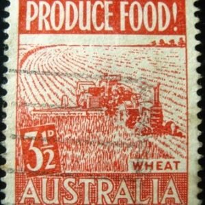 Selo postal da Austrália de 1953 Wheat 3½
