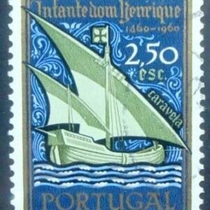 Selo postal de Portugal de 1960 Caravel