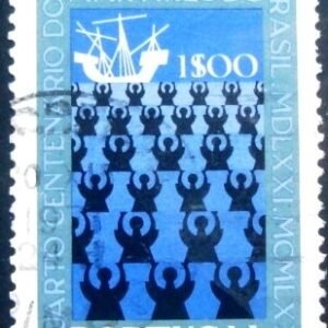 Selo postal de Portugal de 1971 Missionaries and Ship 1$