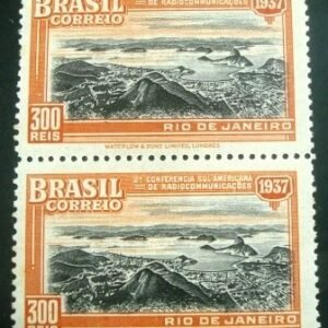 Par de selos do Brasil de 1937 Radiocomunicação