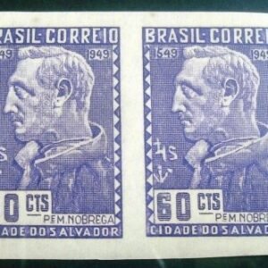 Par de selos postais do Brasil de 1949 Padre Manoel da Nóbrega