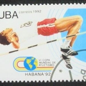 Selo postal de Cuba de 1992 High Jump