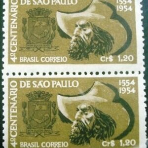 Par de selos do Brasil de 1953 4º Centenário São Paulo 1