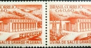 Par de selos postais COMEMORATIVOS do Brasil 1956 - C 373 MPR