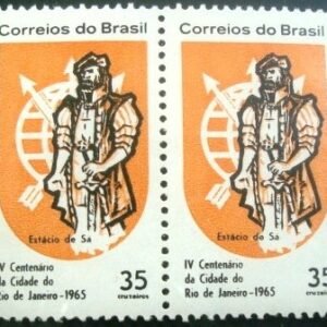 Par de selos postais do Brasil de 1965 Estácio de Sá