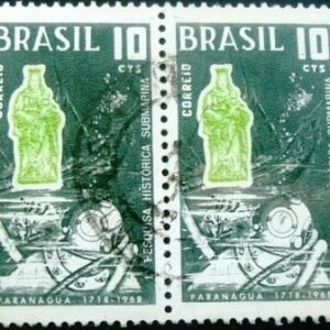 Par de selos postais do Brasil de 1968 Pesquisa Submarina