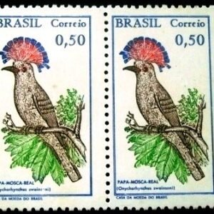 Par de selos postais do Brasil de 1968 Papa-mosca M PR