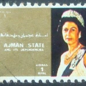 Selo postal do Emirado de Ajman de 1973 Queen Elizabeth II
