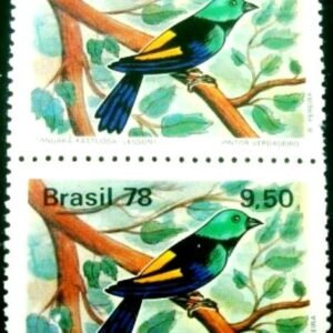 Par de selos postais do Brasil de 1978 Tangará
