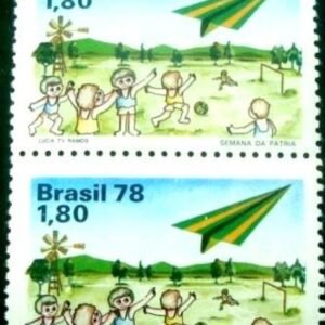 Par de selos do Brasil de 1978 Avião e Criança