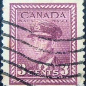 Selo postal do Canadá de 1943 King George VI War 3