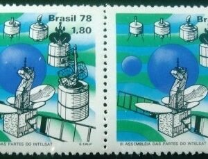Par de selos postais do Brasil de 1978 INTELSAT
