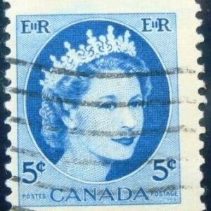 Selo postal do Canadá de 1954 Queen Elizabeth II 5c Ax