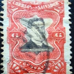 Selo postal de El Salvador de 1910 General Fernando Figueroa 6c
