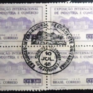 Quadra de selos postais do Brasil de 1948 Quitandinha 3.80 NCC QD RJ