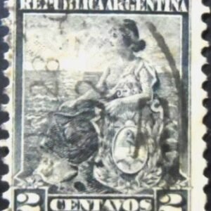 Selo postal da Argentina de 1899 Allegory Liberty Seated 2 U sev