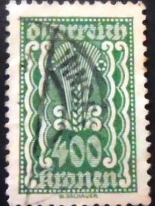 Selo postal da Áustria de 1922 Symbolism Ear of Corn 400 U sev