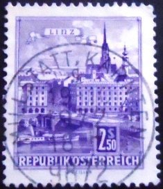 Selo postal da Áustria de 1962 Danube Bridge