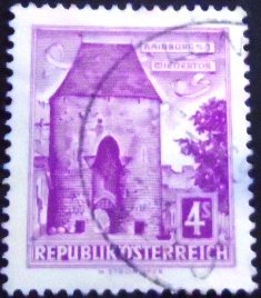 Selo postal da Áustria de 1960 Vienna Gate U sev