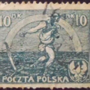 Selo postal da Polônia de 1921 Sowing Man U