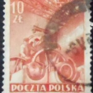 Selo postal da Polônia de 1952 Cement work in Wierzbica