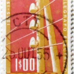 Selo postal de Portugal de 1955 Telegraph Pole - 813 U