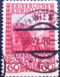 Selo postal da Áustria de 1908 Emperor Franz Joseph on horse