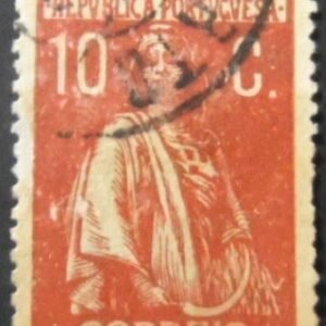 Selo postal de Portugal de 1912 Ceres 10