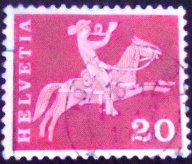 Selo postal da Suiça de 1963 Postrider X