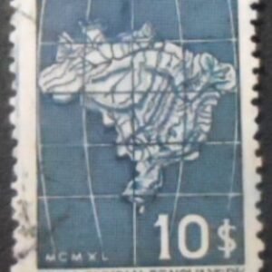Selo postal do Brasil de 1940 Mapa do Brasil U
