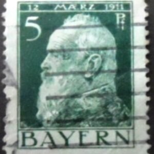 Selo postal da Alemanha Bavária de 1911 Prince Regent Luitpold 5