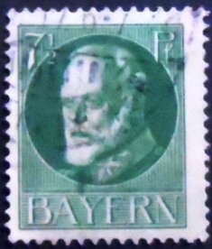 Selo postal da Alemanha Bavária de 1916 King Ludwig III 7½ U